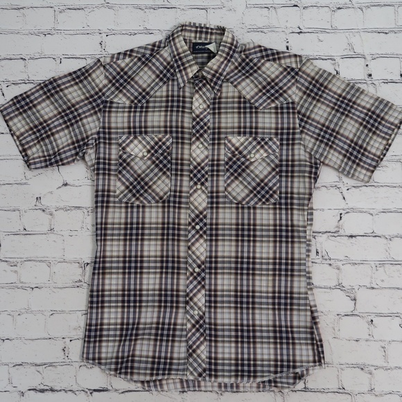 Wrangler VTG  Women Button Down Lot of 2 Shirts Pearl Snap Short Sleeve Plaid M - Picture 9 of 16